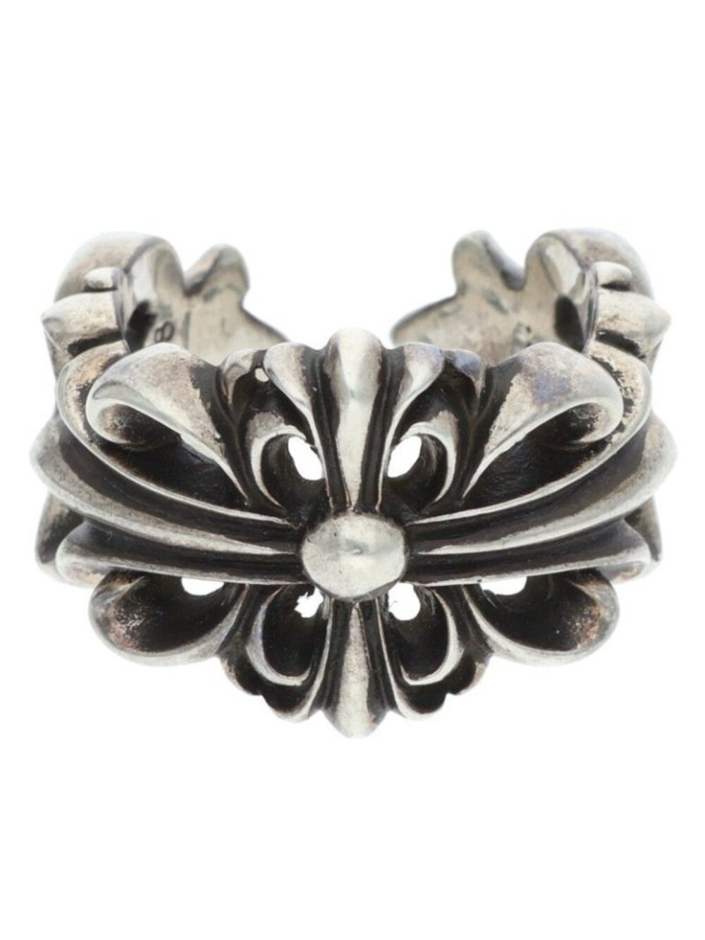 Chrome Hearts Dbl Flrl Double Floral Cross Silver Ring